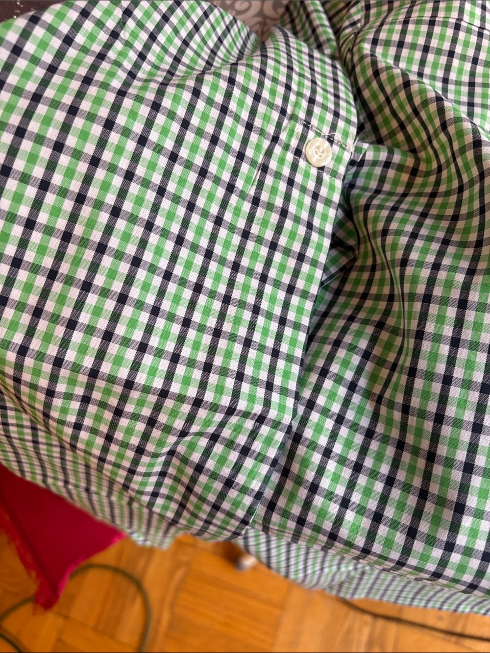 Kids Long-Sleeve Button-Down Shirt by Vineyard Vines - Green & Blue Check. Cott - Picture 3 of 5